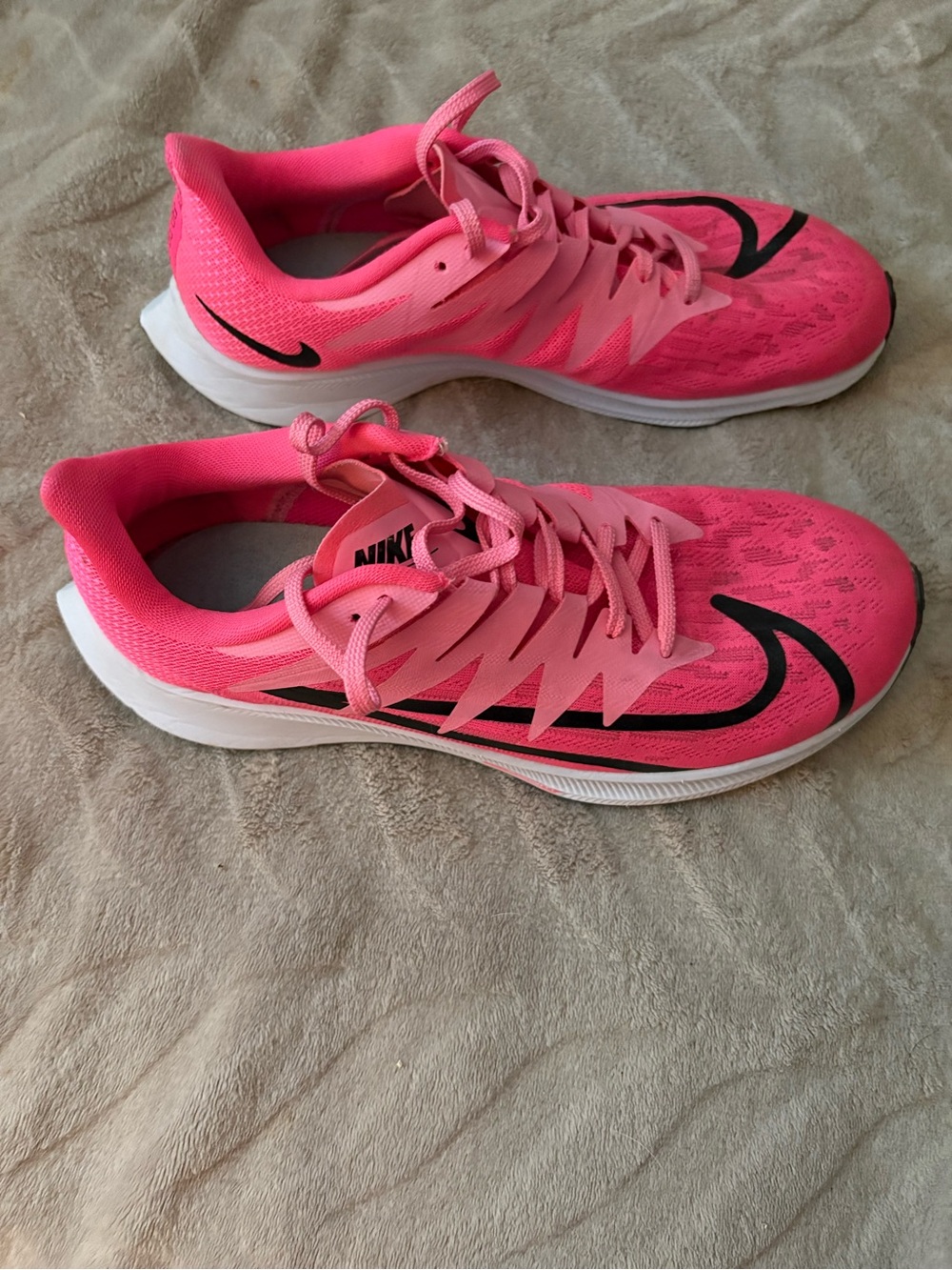 Nike Women's Athletic Running Shoes - Neon Pink with Black Nike Sign